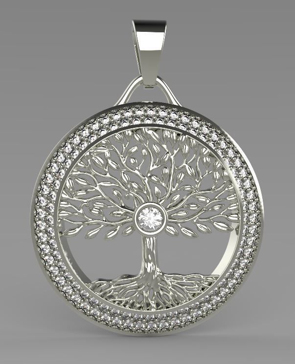 Tree of Life Cast Stone Pendant 3D print model_2