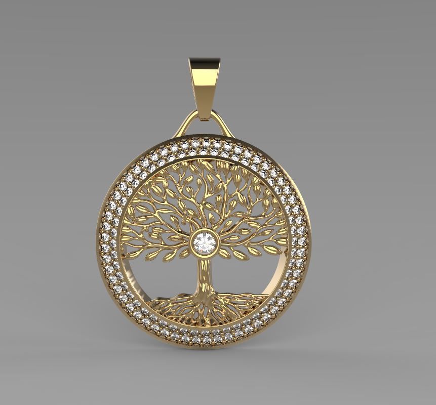 Tree of Life Cast Stone Pendant 3D print model_3