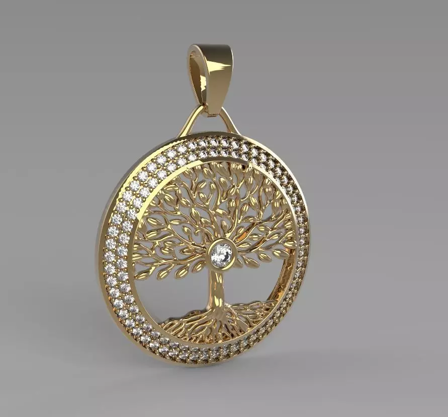Tree of Life Cast Stone Pendant 3D print model_0
