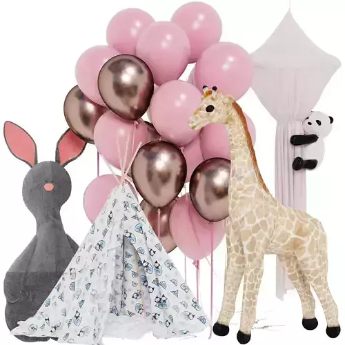 A set of toys for a child room or a toy store