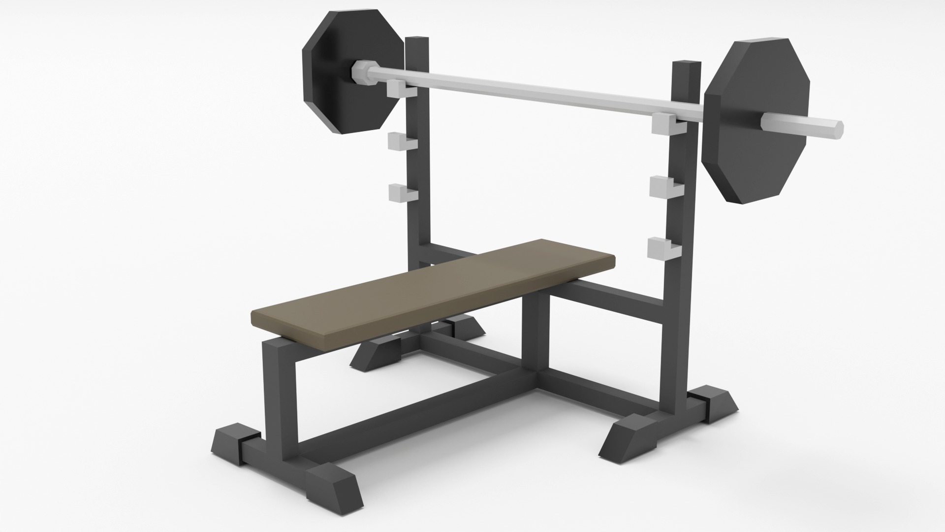 Low Poly Gym Equipment Low-poly 3D model_4