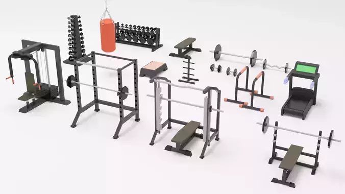 Low Poly Gym Equipment Low-poly 3D model