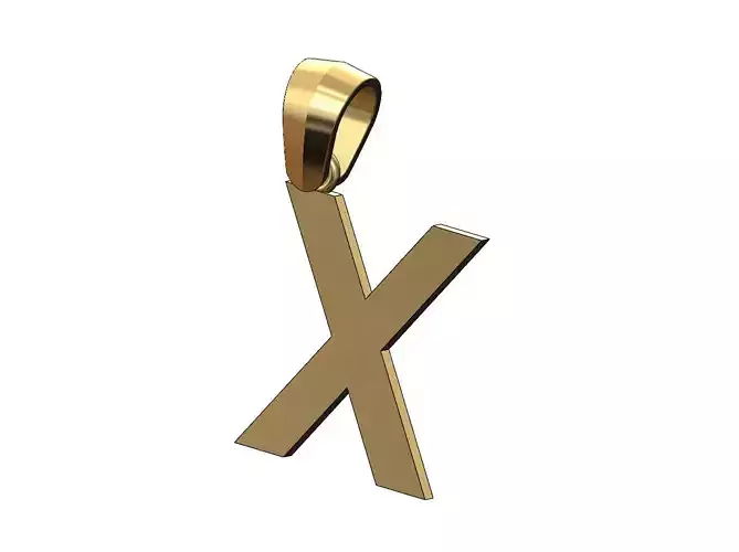 Simple X initial letter dashing font pendant charm with bail