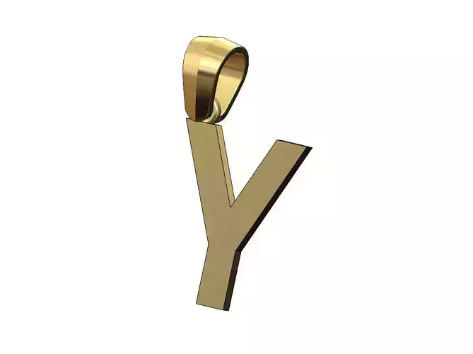 Simple Y initial letter dashing font pendant charm with bail