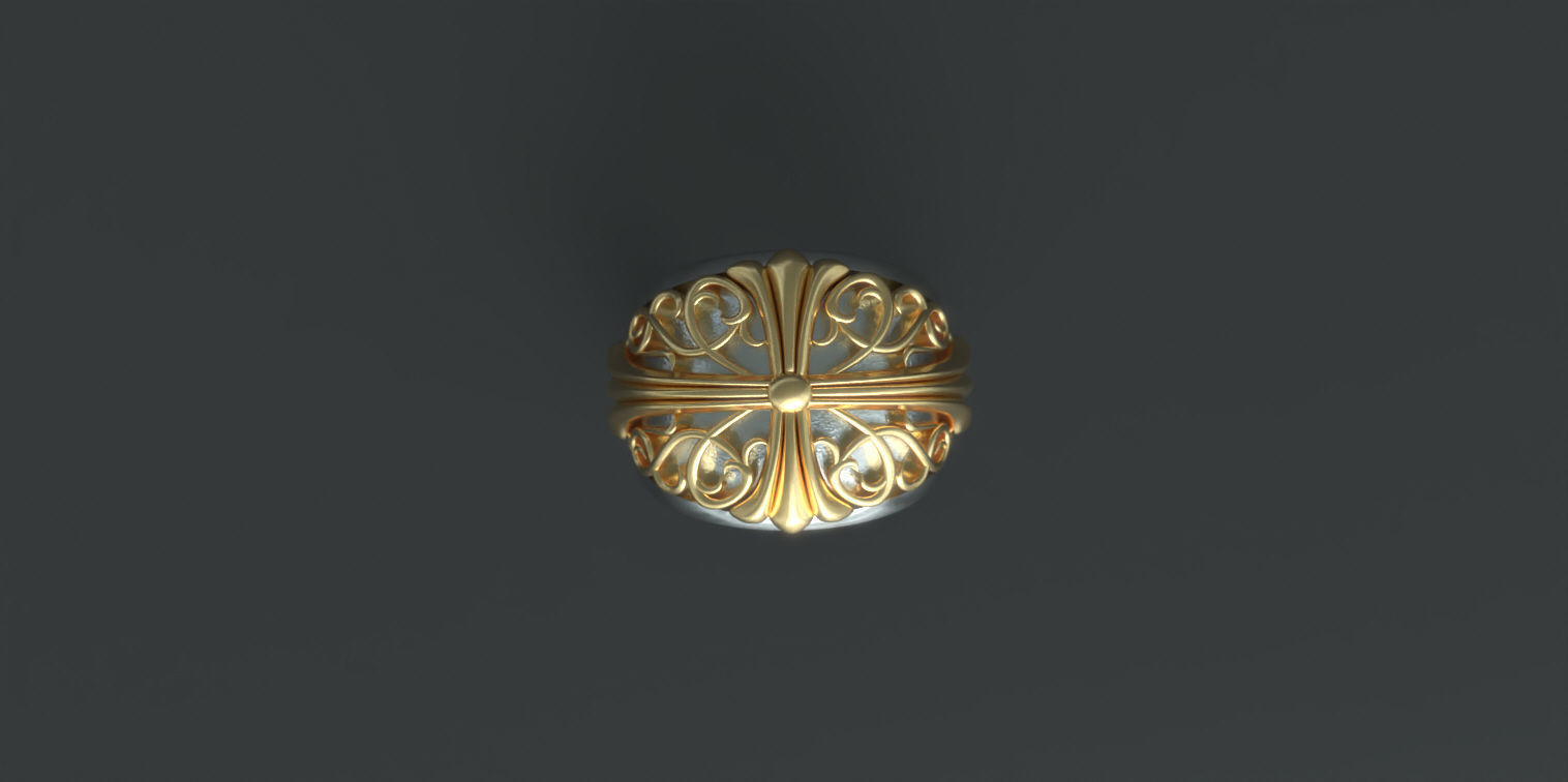 Chrome Hearts Style Classic Oval Ring 3D print model_3