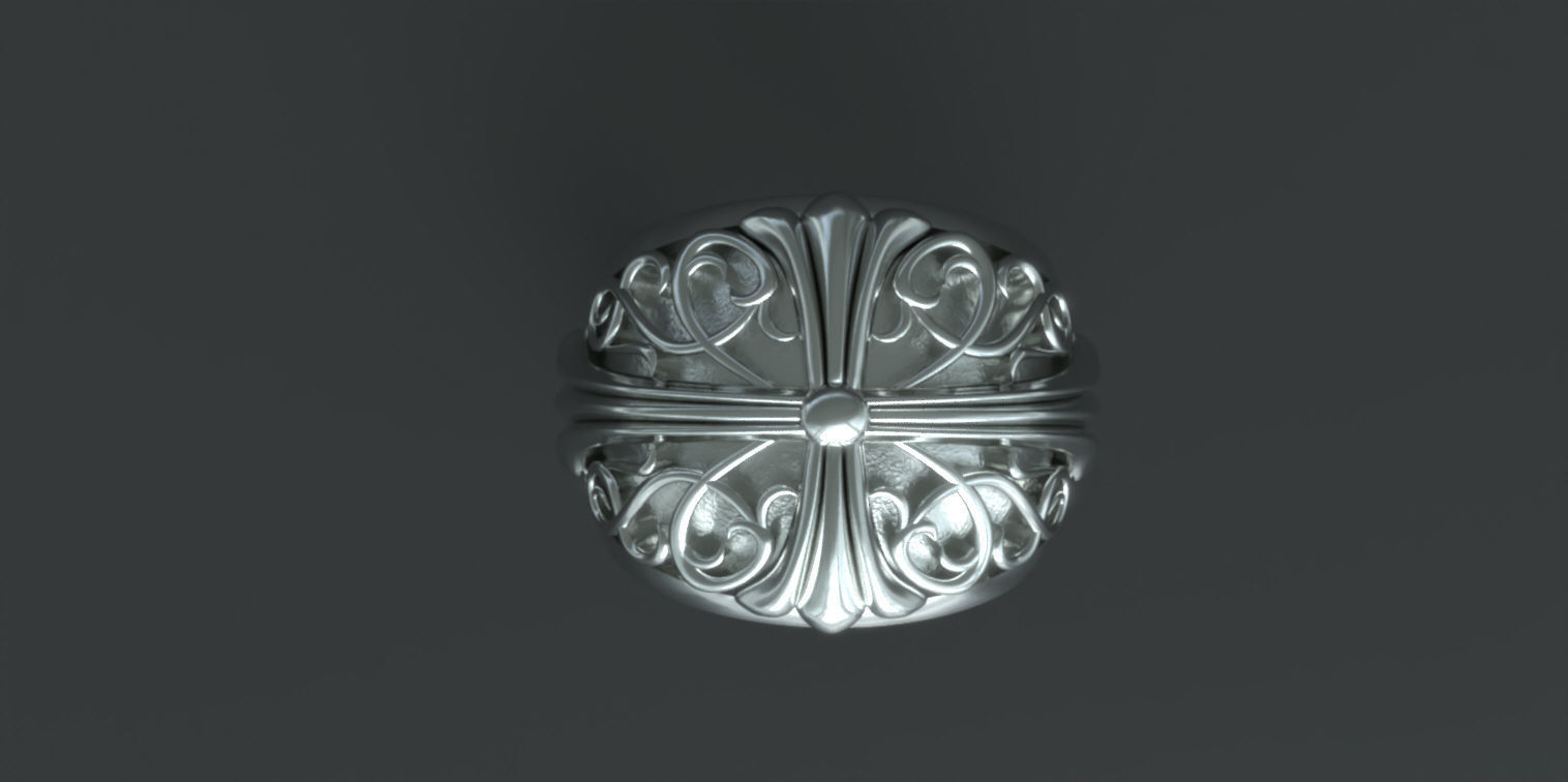 Chrome Hearts Style Classic Oval Ring 3D print model_2