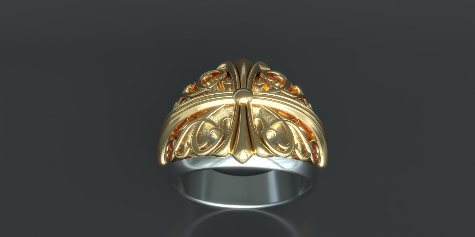 Chrome Hearts Style Classic Oval Ring 3D print model_5