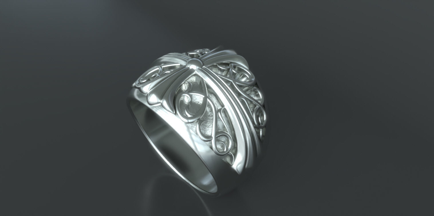 Chrome Hearts Style Classic Oval Ring 3D print model_1