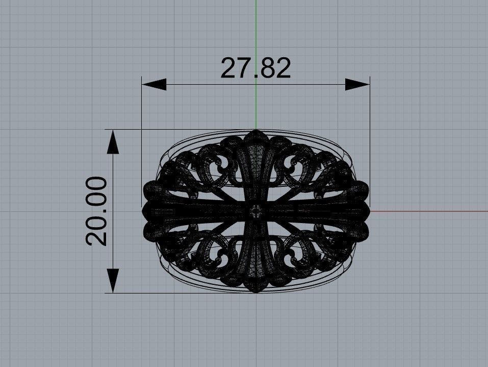 Chrome Hearts Style Classic Oval Ring 3D print model_6