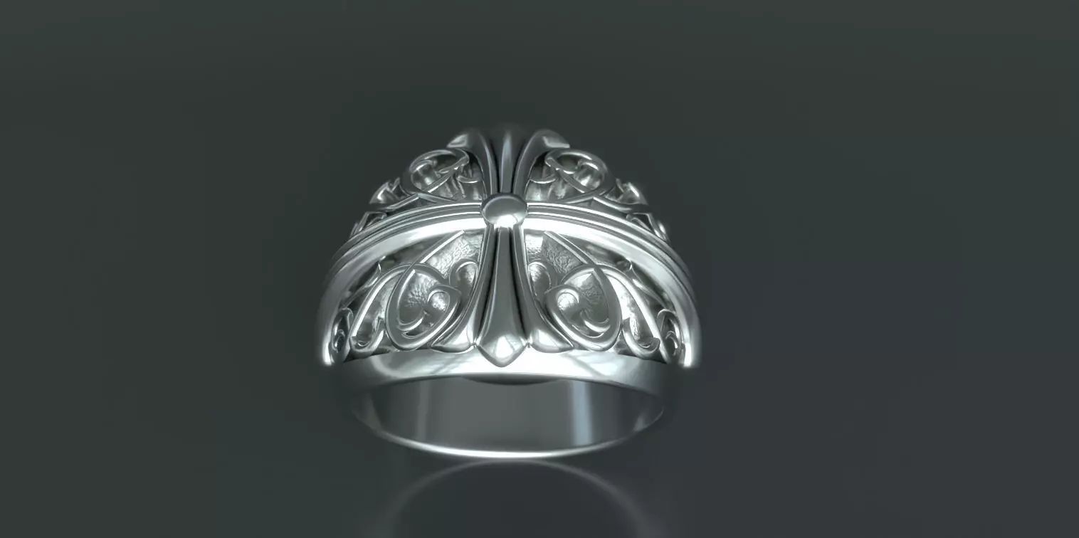 Chrome Hearts Style Classic Oval Ring 3D print model_0