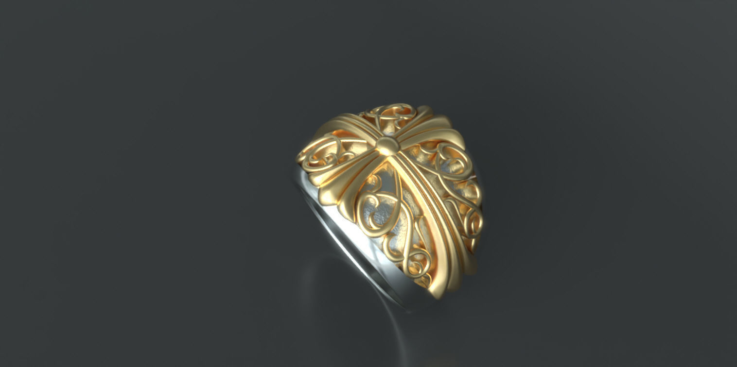 Chrome Hearts Style Classic Oval Ring 3D print model_4