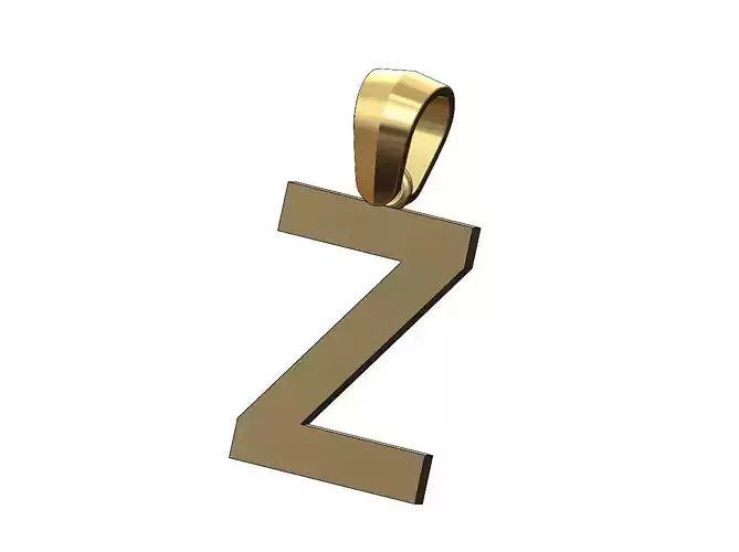 Simple Z initial letter dashing font pendant charm with bail
