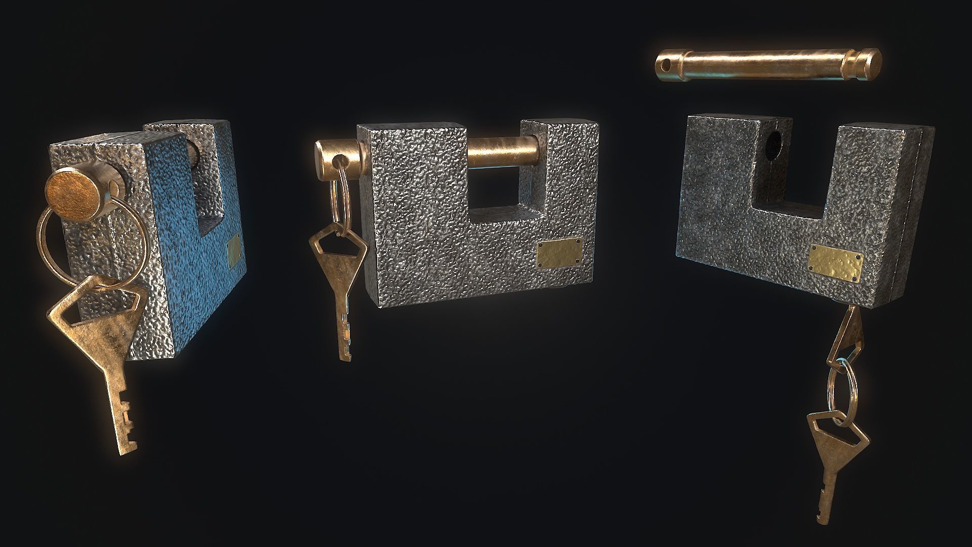 Padlock 8 Low-poly 3D model_4