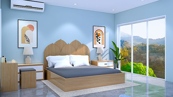 3d bedroom design minimalist modern  Low-poly 3D model