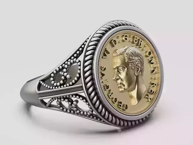 florin British gold 3d model jewelry printable coin ring