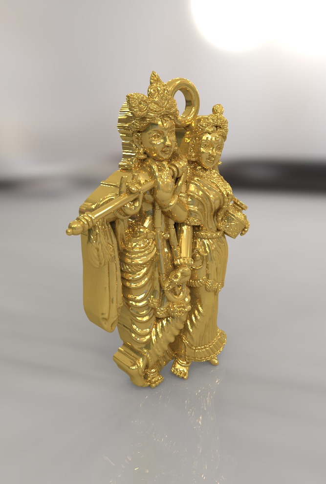 0207 - Radha Krishna Pendant 3D print model_1