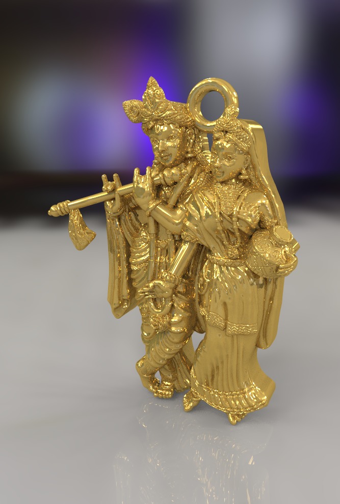 0207 - Radha Krishna Pendant 3D print model_2