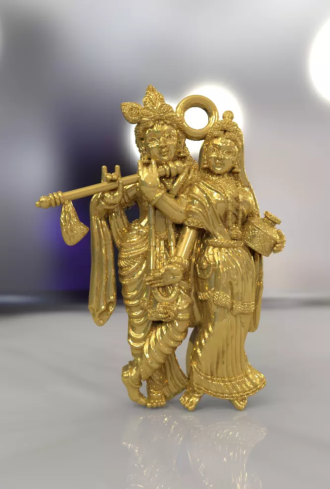 0207 - Radha Krishna Pendant 3D print model_0