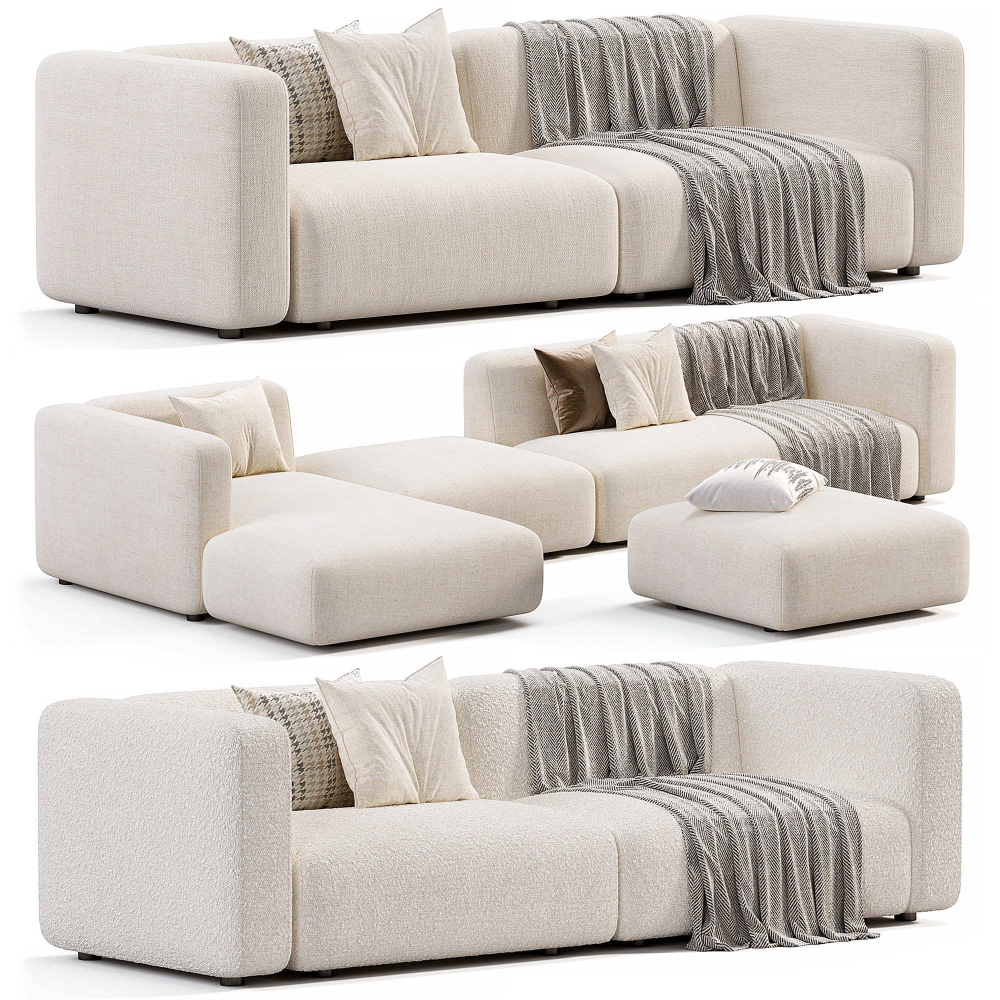 Match Sofa By Architonic Low-poly 3D model_1