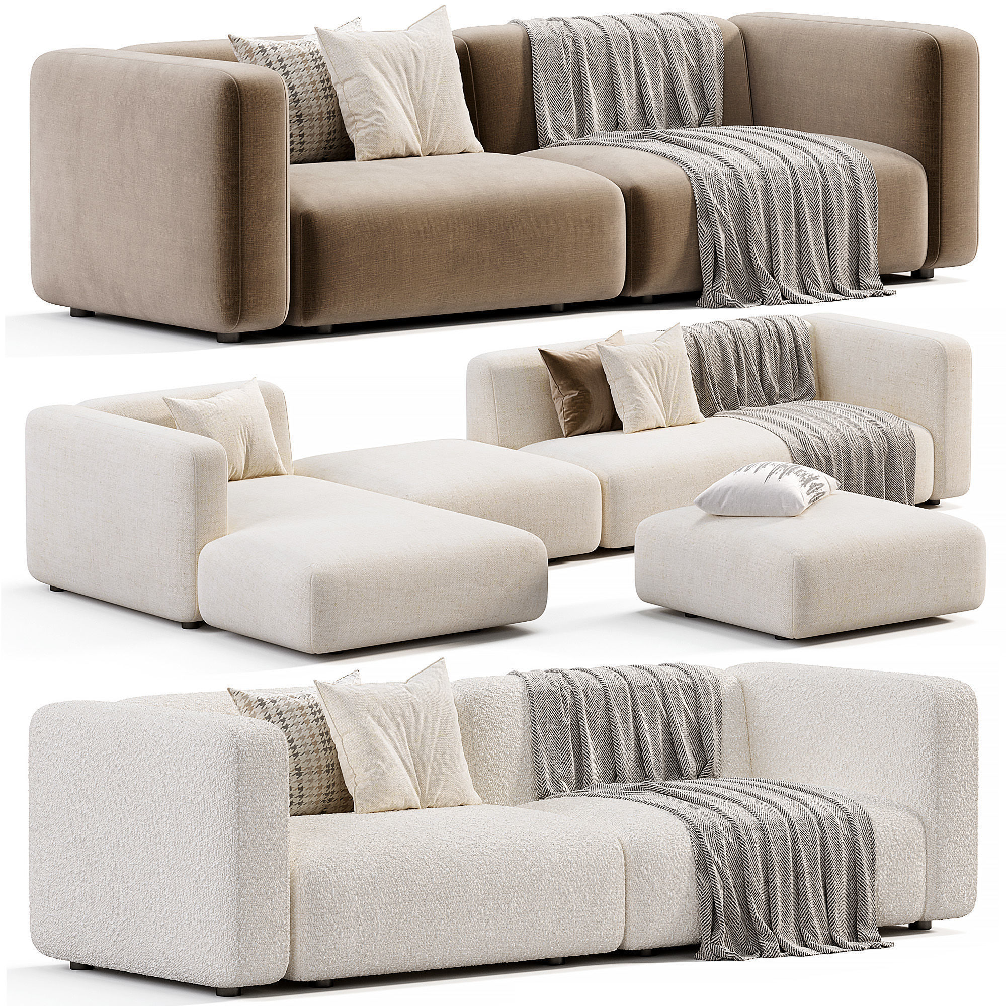 Match Sofa By Architonic Low-poly 3D model_2