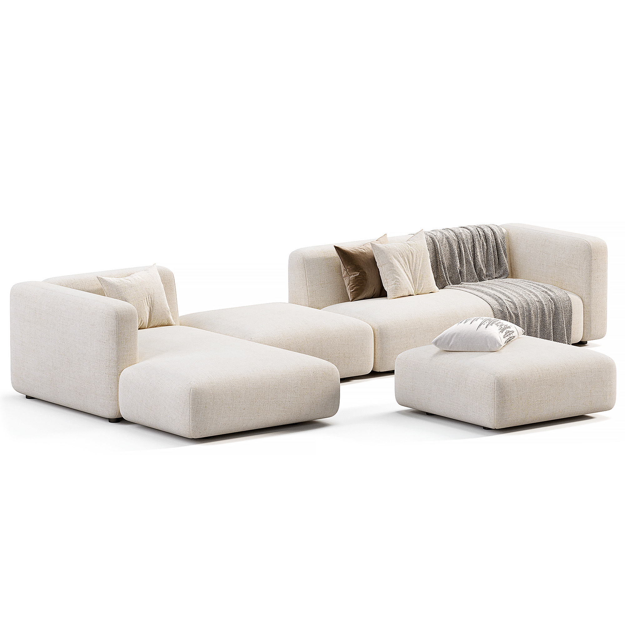 Match Sofa By Architonic Low-poly 3D model_4