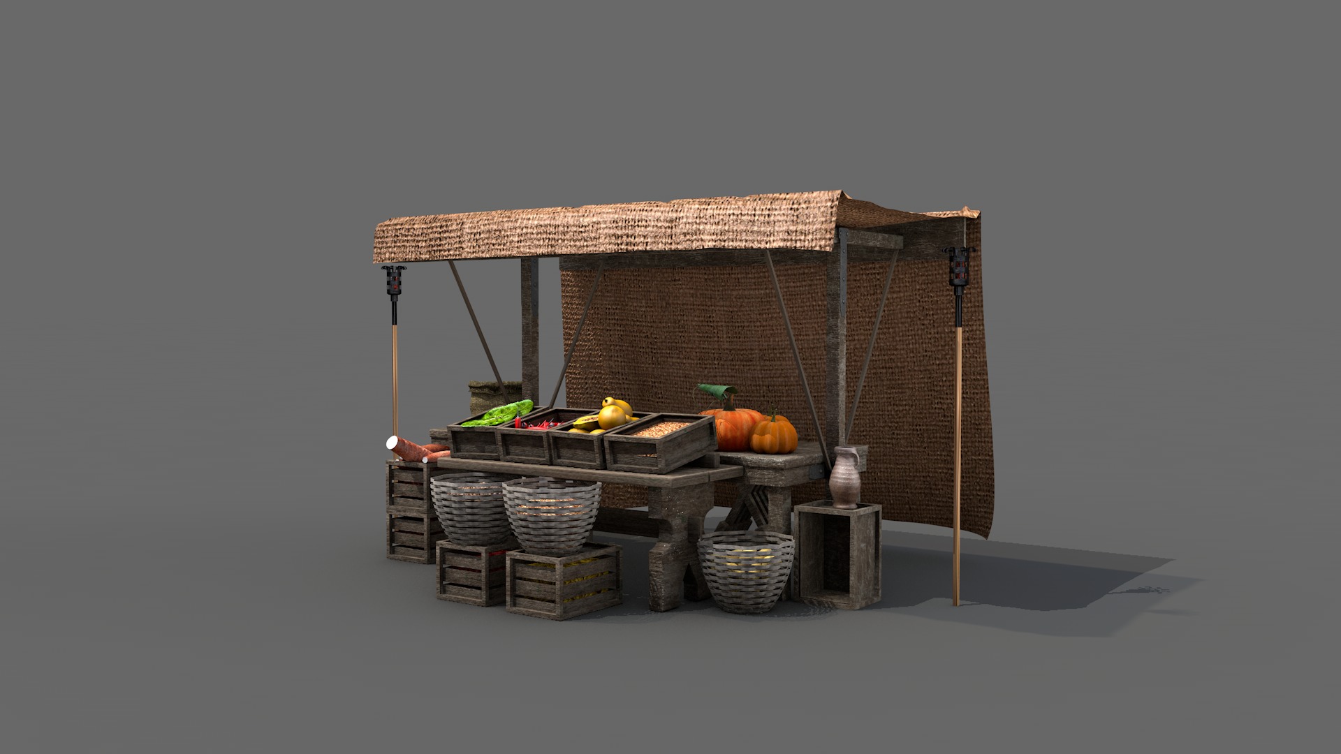 Medieval Market Stall 01 3D model_8