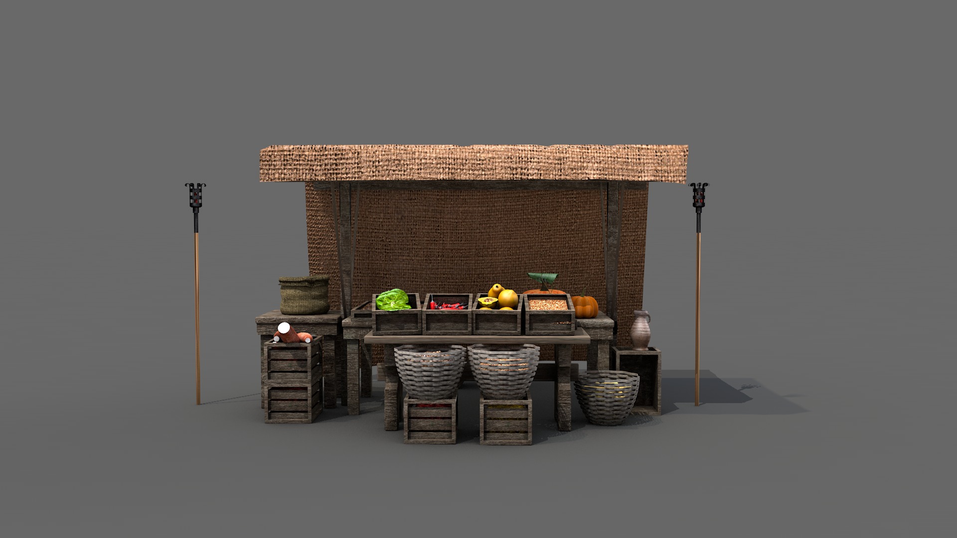 Medieval Market Stall 01 3D model_6