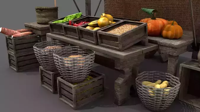 Medieval Market Stall 01 3D model