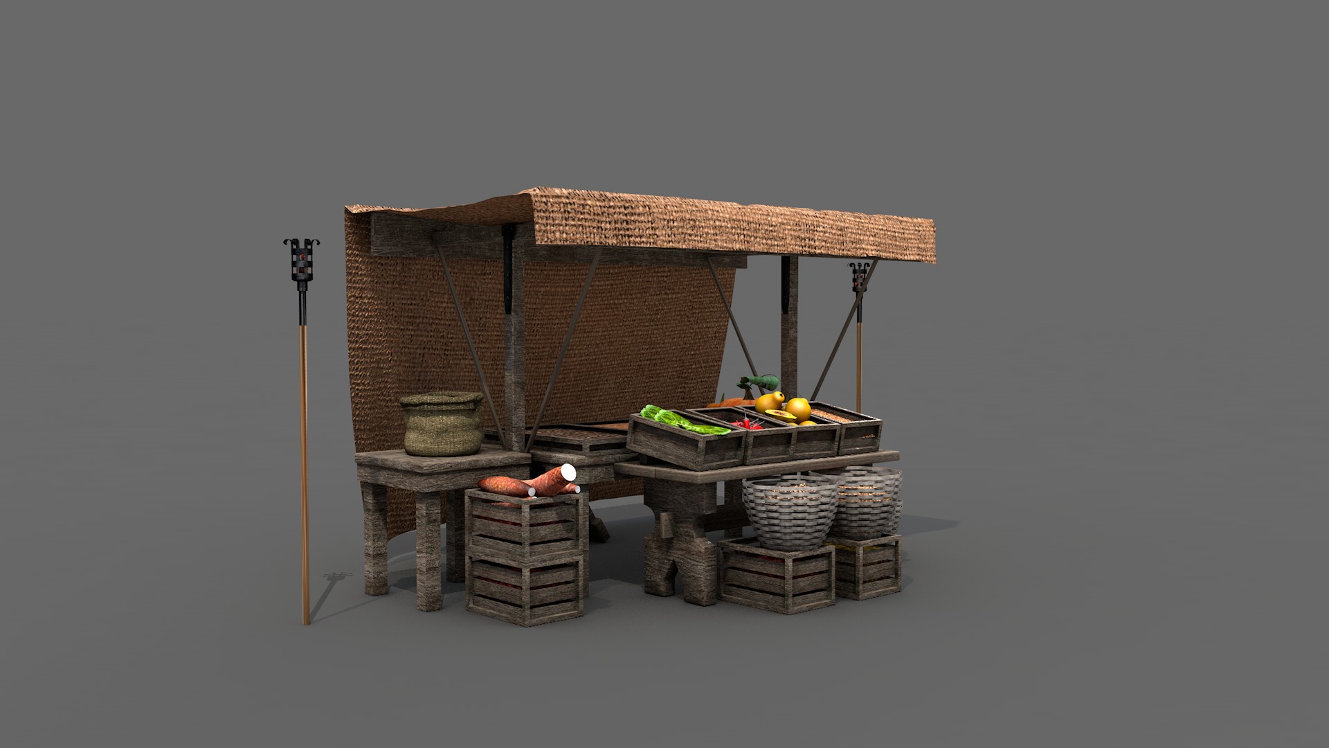 Medieval Market Stall 01 3D model_4