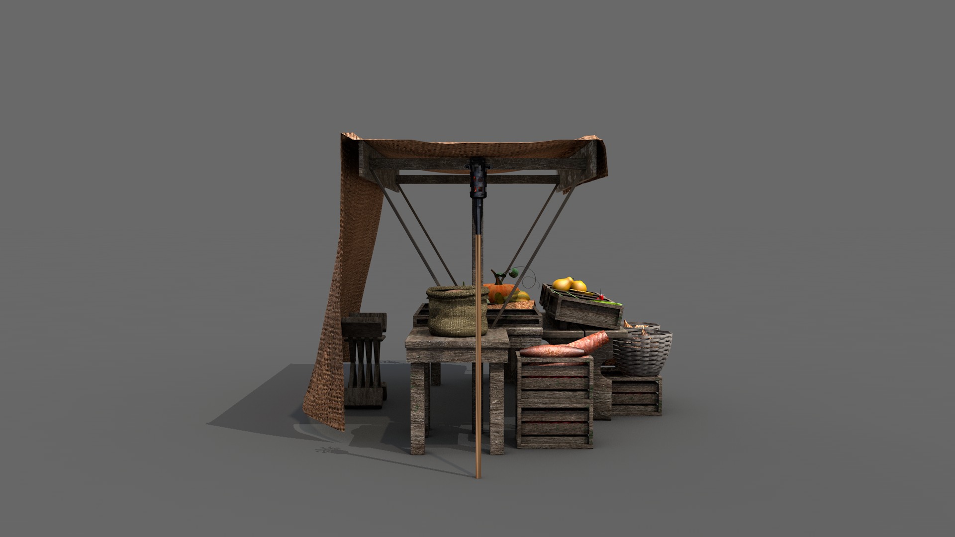 Medieval Market Stall 01 3D model_5