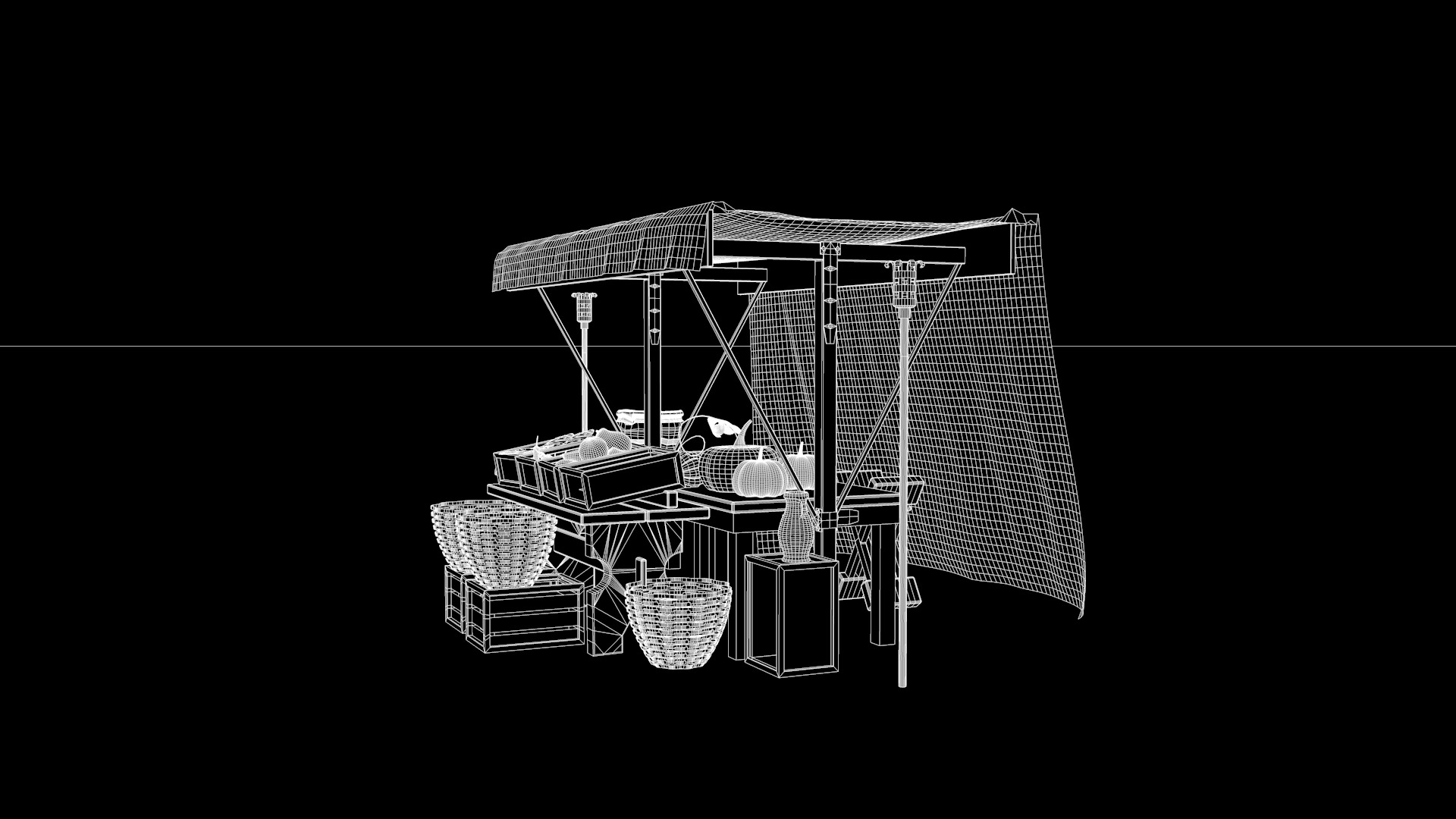 Medieval Market Stall 01 3D model_9