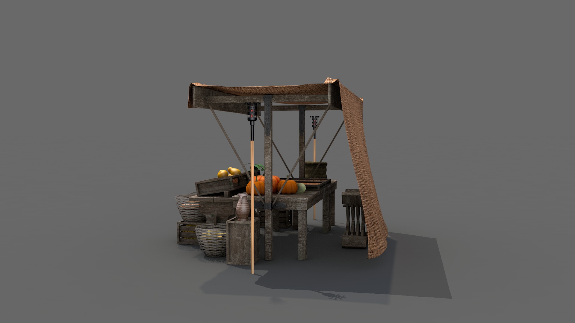 Medieval Market Stall 01 3D model_10
