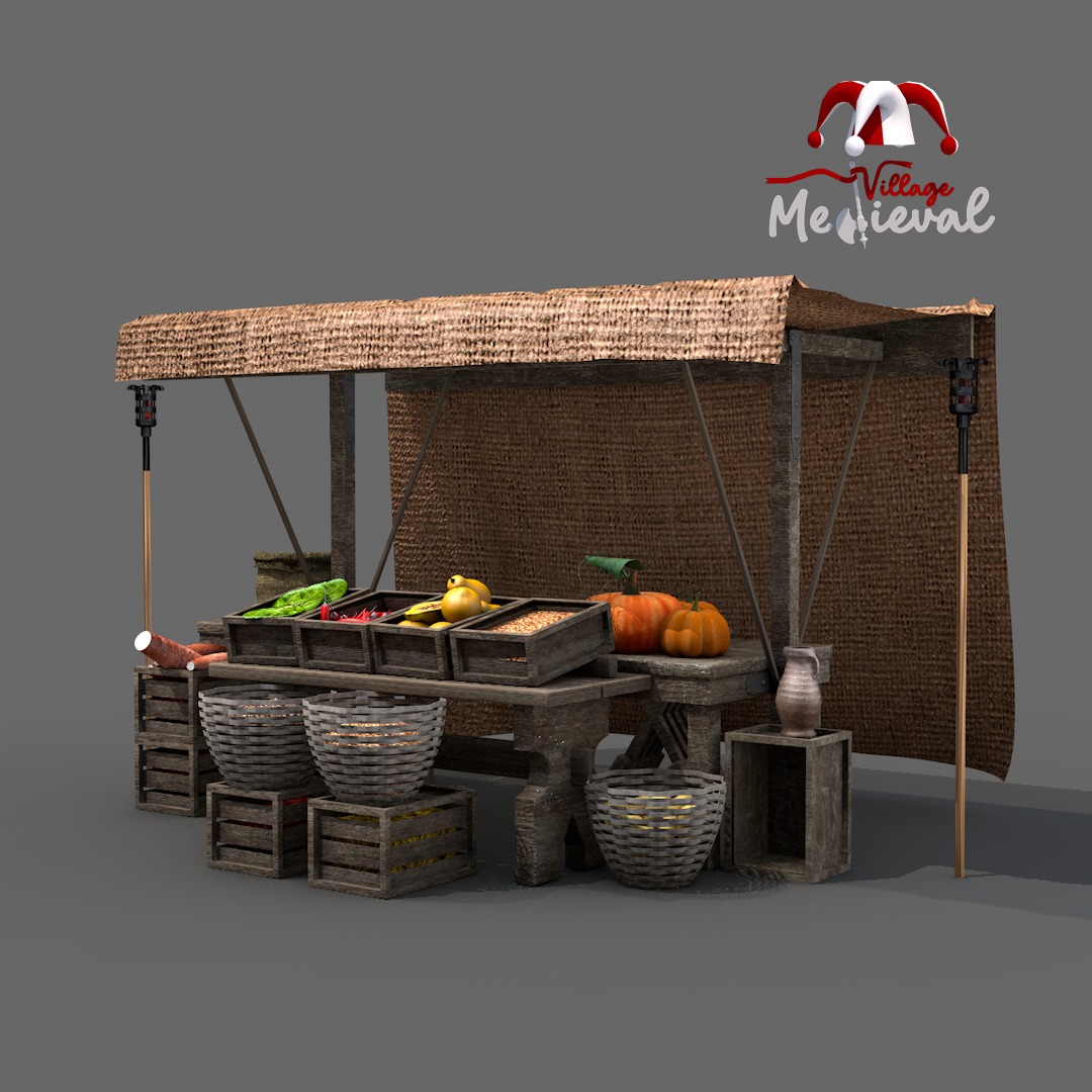 Medieval Market Stall 01 3D model_3