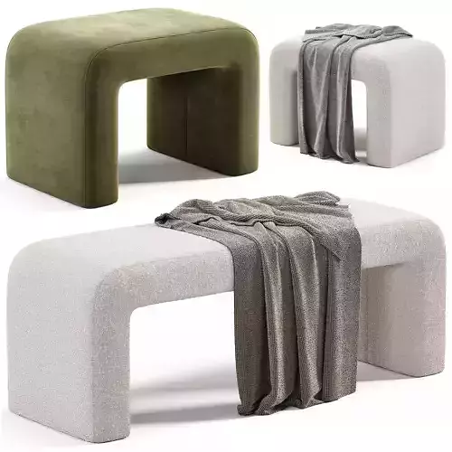 Rint Boucle White Pouf Low-poly 3D model