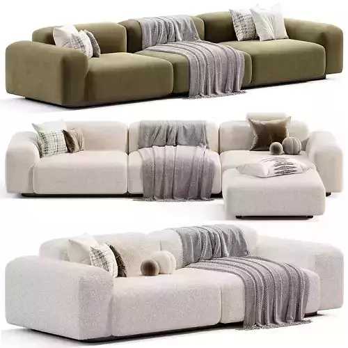 Soft Modular Sofa Low-poly 3D model