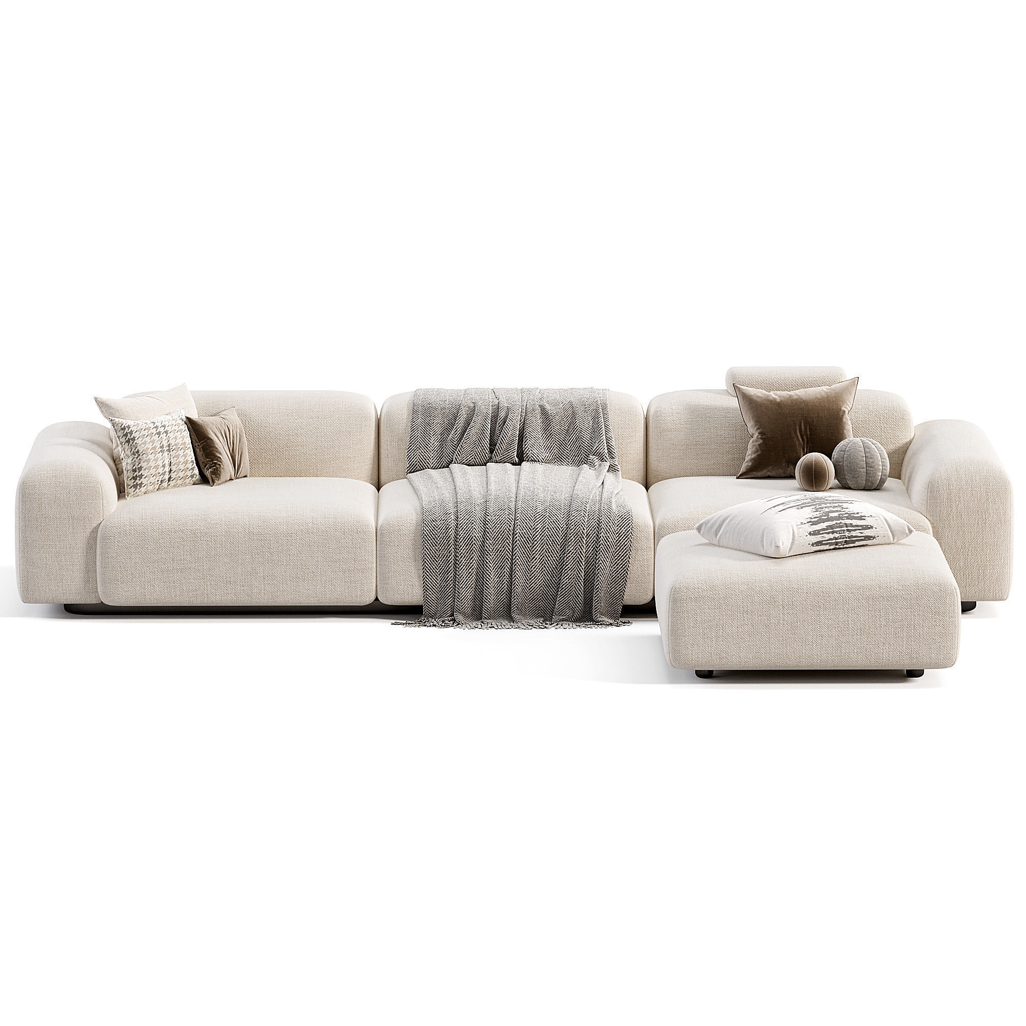 Soft Modular Sofa Low-poly 3D model_6