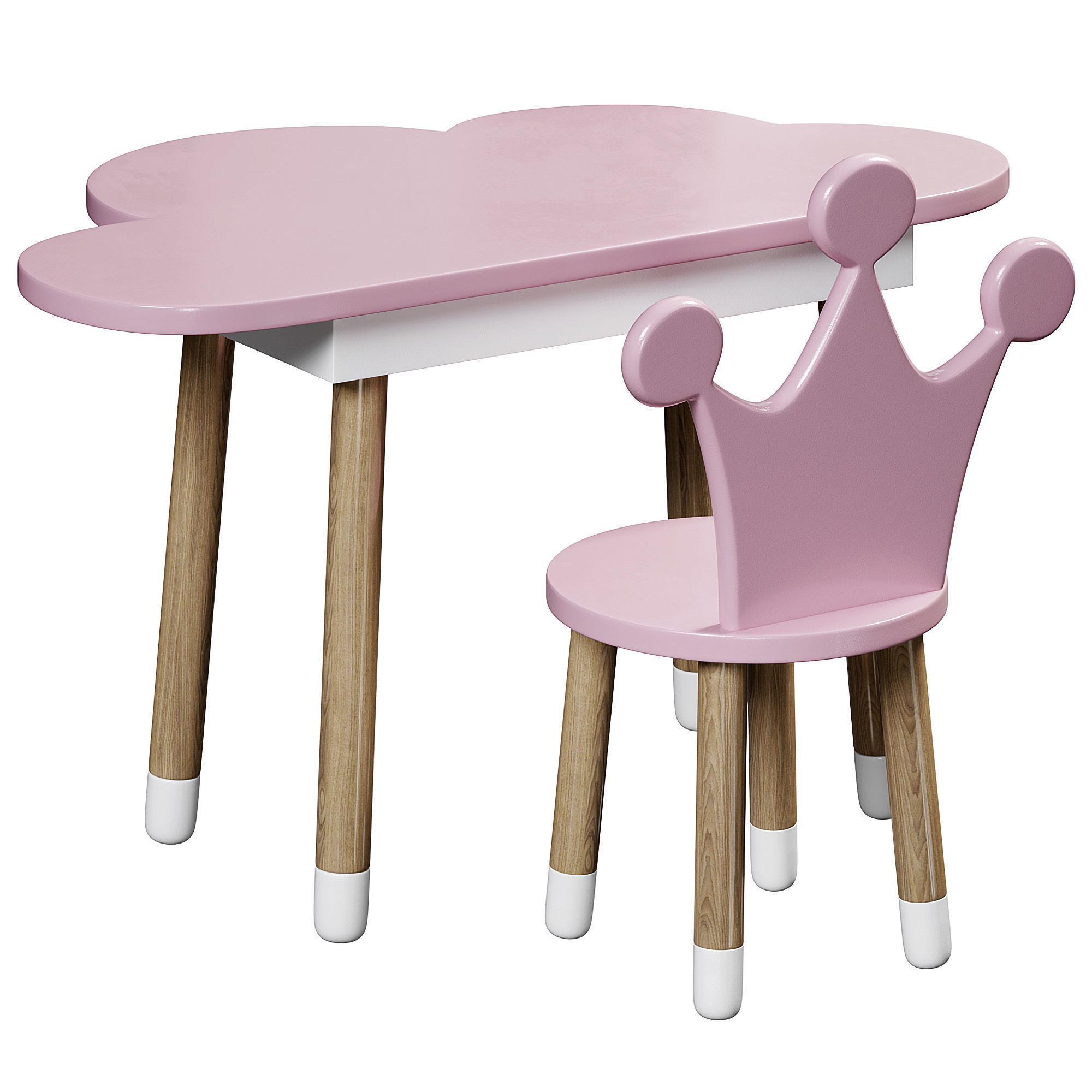 Kid table and chair set Low-poly 3D model_4