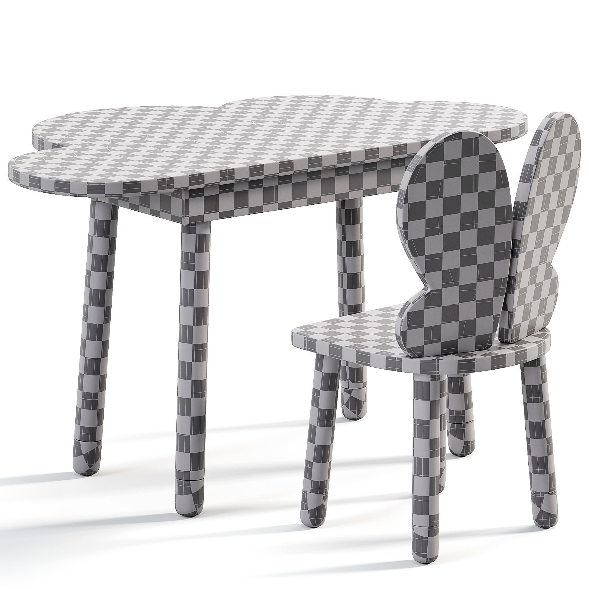Kid table and chair set Low-poly 3D model_6