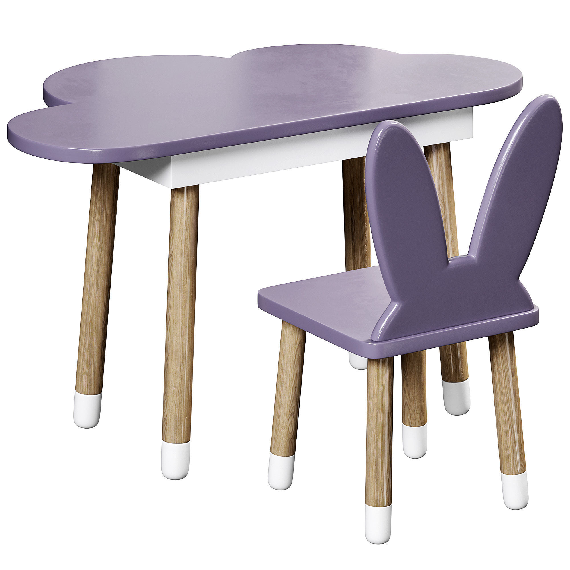 Kid table and chair set Low-poly 3D model_3