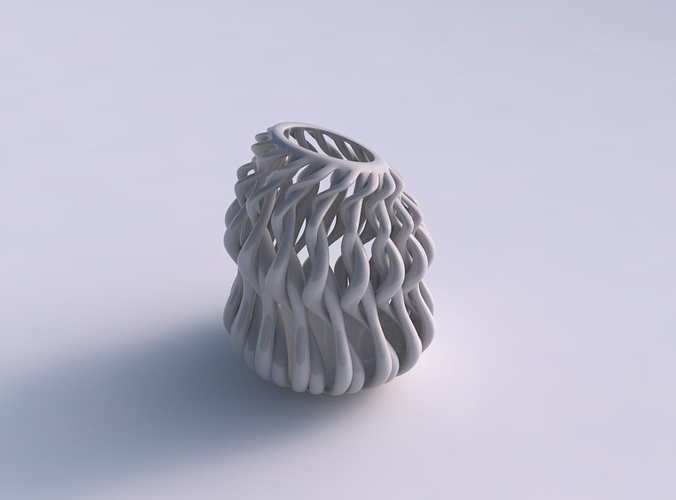 Vase taper 2 with twisted muscle structure squeezed with streched top corner