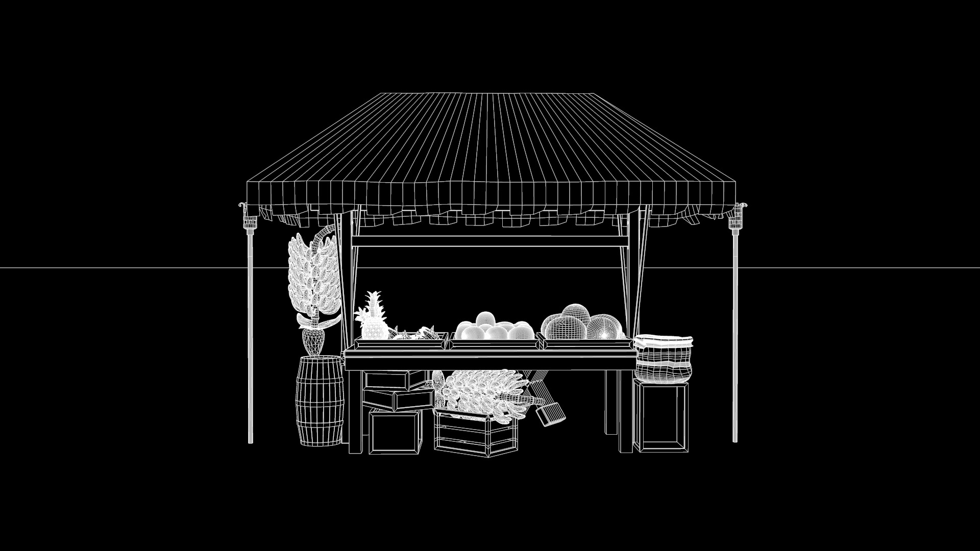 Medieval Market Stall 04 3D model_4