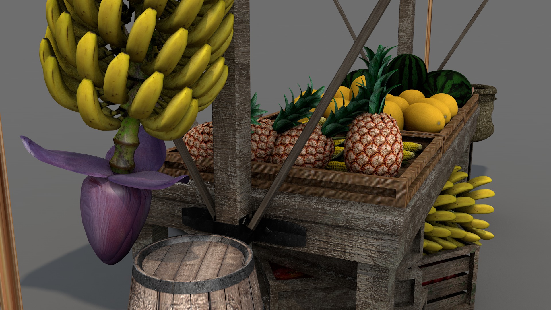 Medieval Market Stall 04 3D model_2