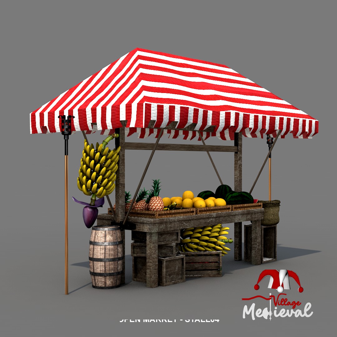 Medieval Market Stall 04 3D model_11