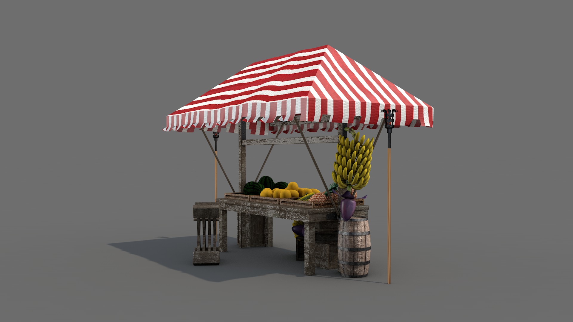 Medieval Market Stall 04 3D model_7