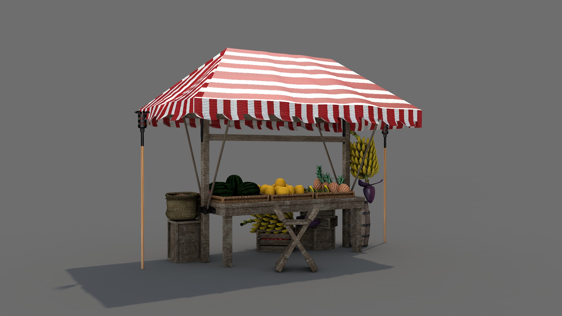 Medieval Market Stall 04 3D model_8