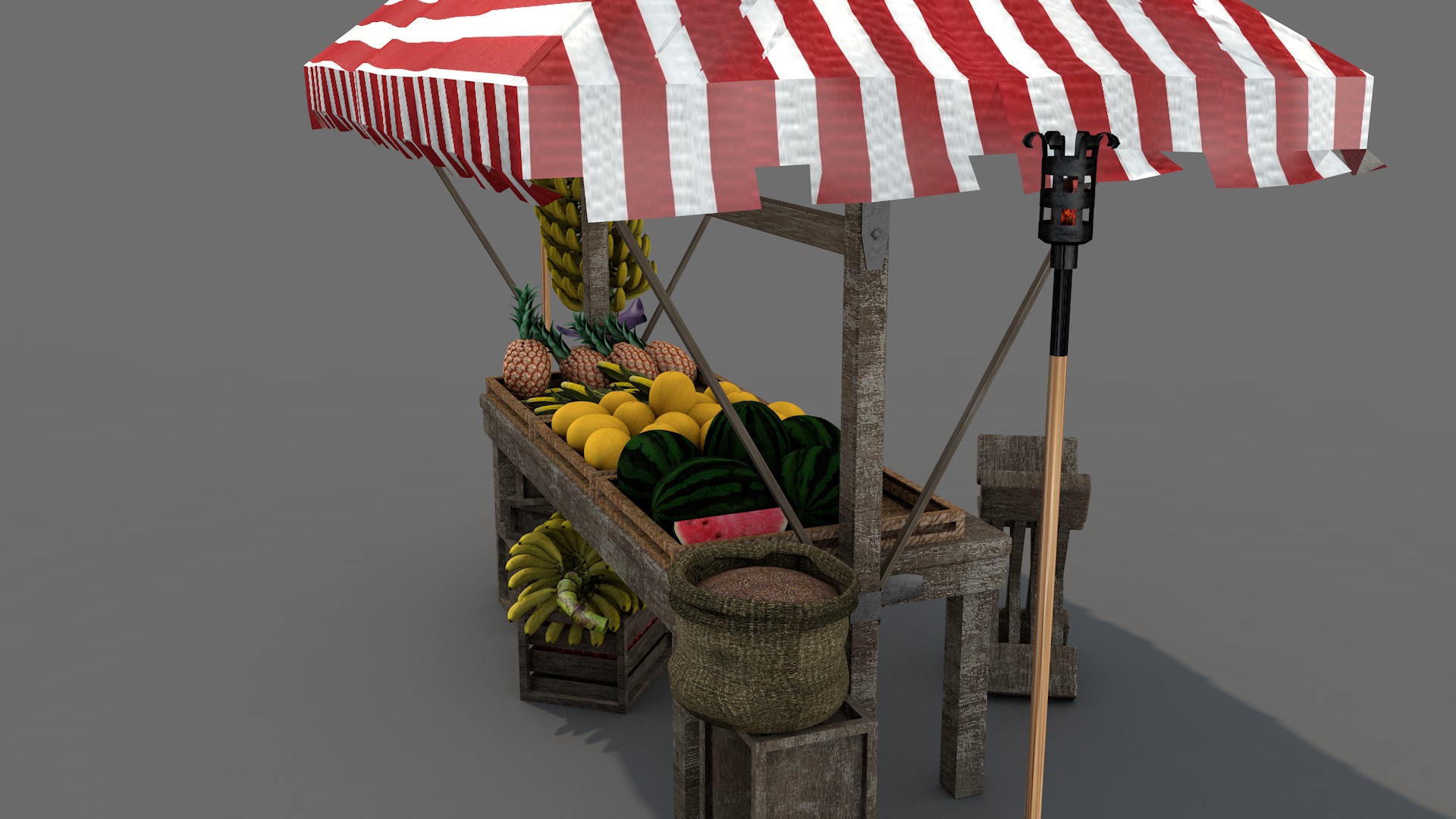 Medieval Market Stall 04 3D model_1