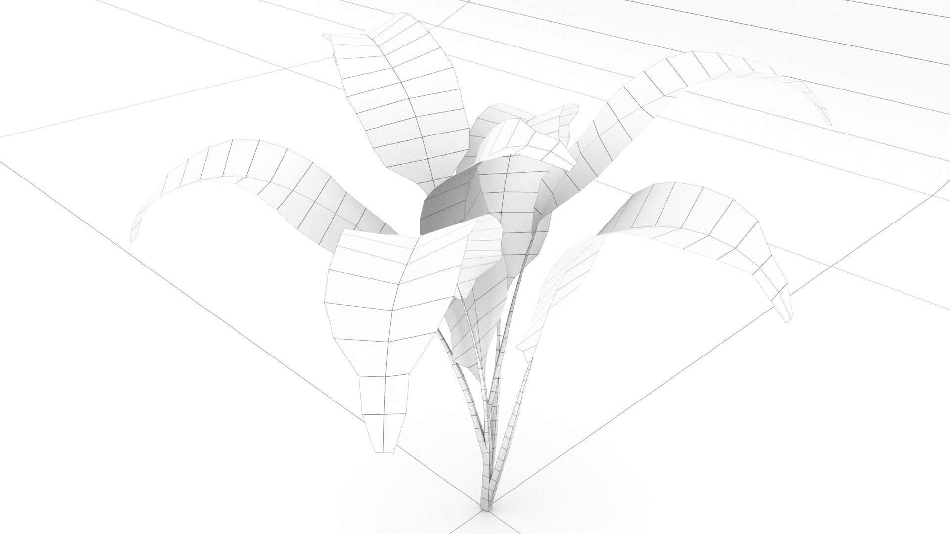 laos Vegetation Palm Leaf Aspidistra elatior Low-poly 3D model_7