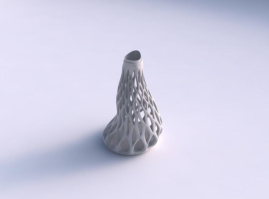 Vase tall wigle with smooth cuts and extruded top twisted and... 3D print model_0