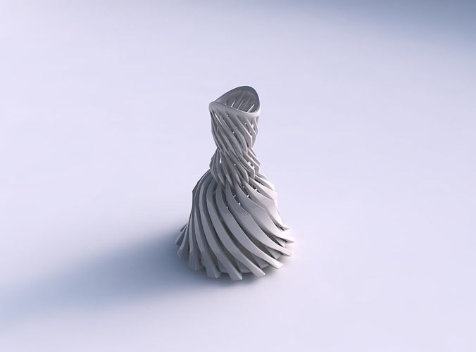 Vase tall curved twisted with sharp muscle structure and inte... 3D print model