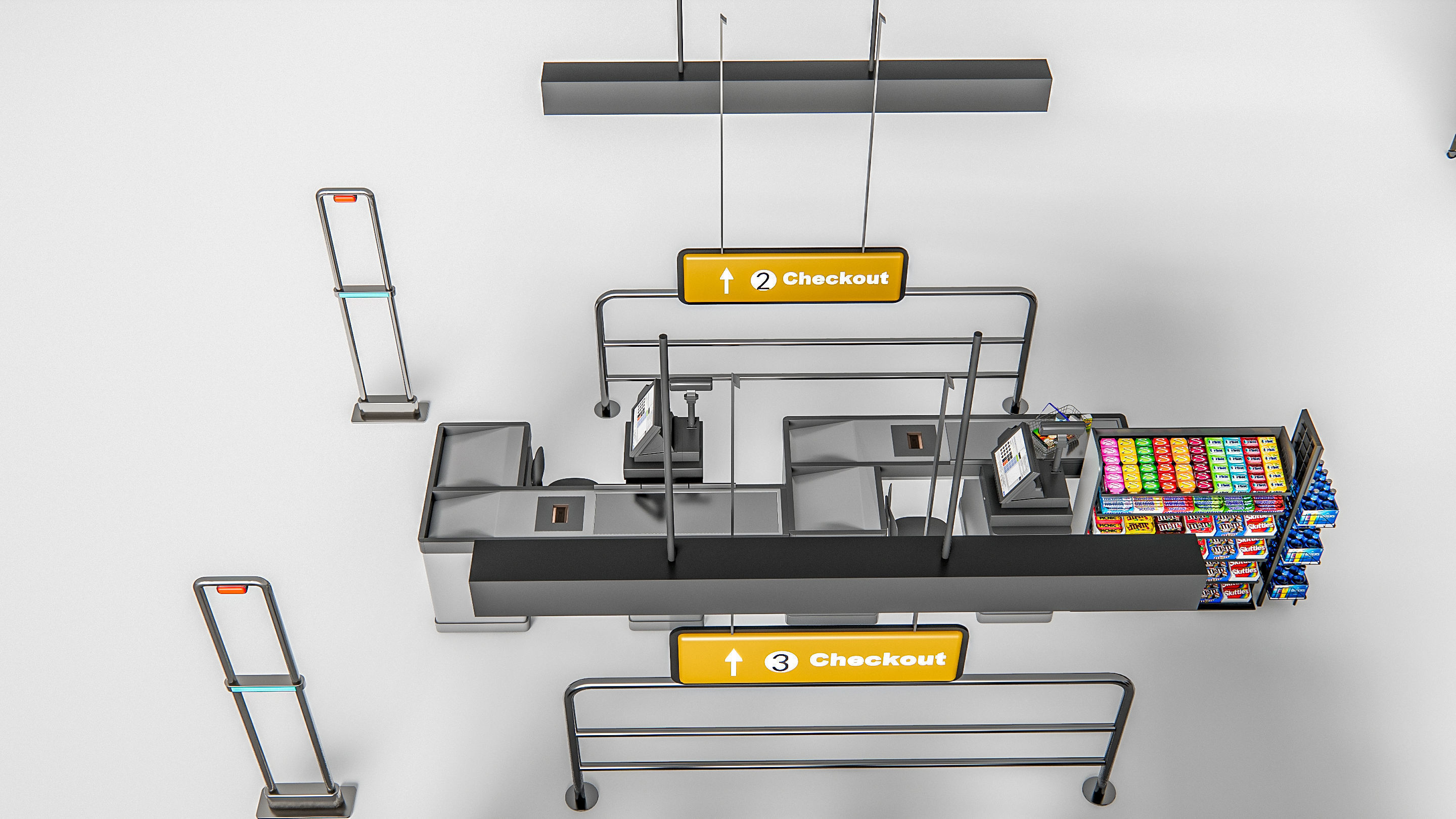 Supermarket Shop Store Elements checkout 1 3D model_7